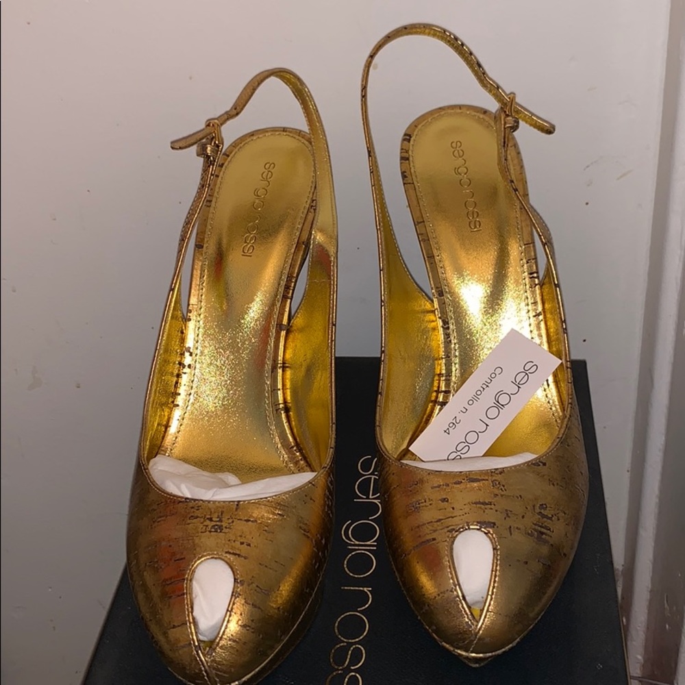 Sexy gold Sergio Rossi sling backs